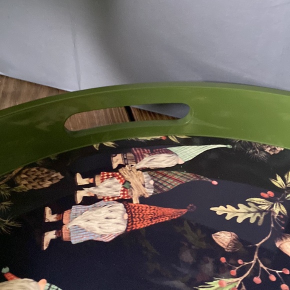 Pottery Barn Black and Green Whimsical Forest Gnome Handcrafted Serving Tray - Picture 10 of 16